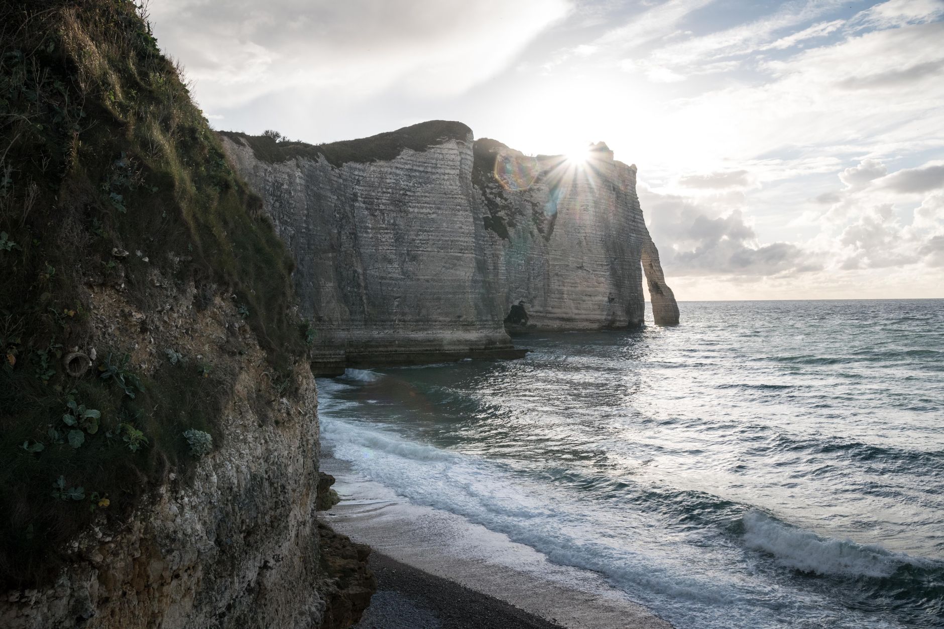 Paysages de la mer Normandie et des falaises de la Côte d’Albâtre — falaises de Normandie coucher de soleil